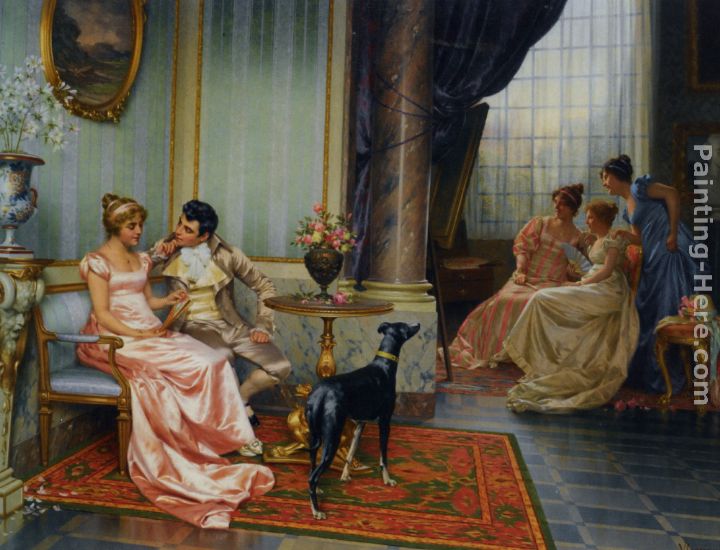 Interior with Elegant Figures painting - Vittorio Reggianini Interior with Elegant Figures art painting